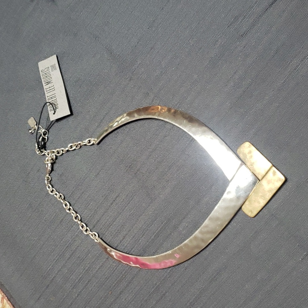 ROBERT LEE MORRIS Soho Collar Hammared Silvertone/Goldtone Necklace.